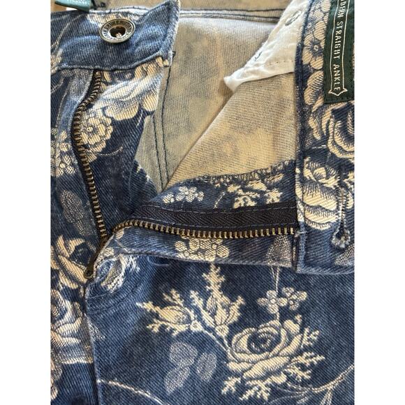 Lauren Ralph Lauren Jeans Women’s 10 Blue Floral Modern Straight Ankle Vintage - Picture 7 of 8